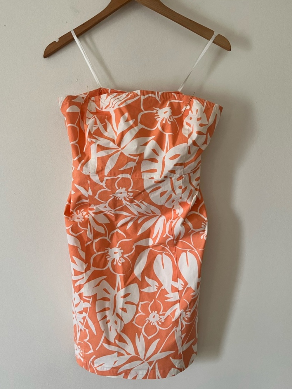 Vineyard Vines Orange & White Tropical Hawaiian Strapless Dress 8
